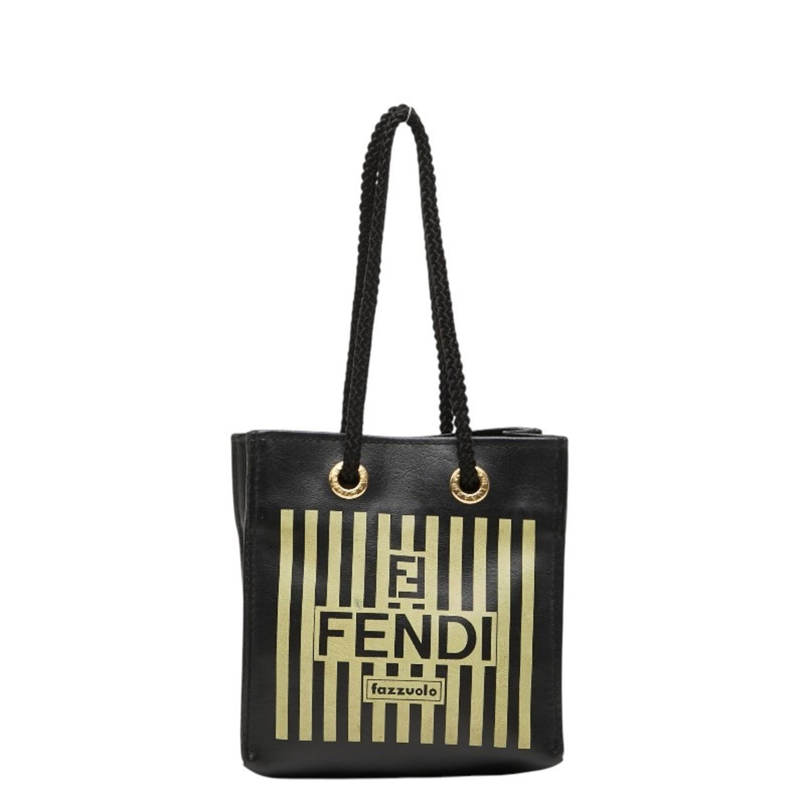 Handbag Leather Fendi: Handbag Leather Fendi Black and yellow Fendi leather handbag with a compact size of 13cm x 13cm x 5cm. This stylish bag features high-quality leather material and a sleek design. The bag's signature