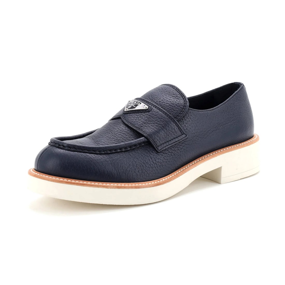 Women's Triangle Logo Loafers Spazzolato Leather Prada (1 of 5)