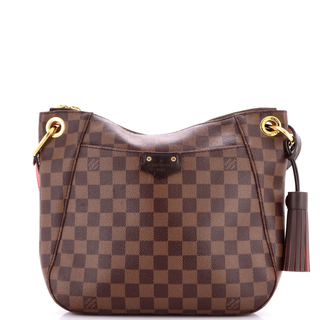 Damier Besace Bag Louis Vuitton South: Damier Besace Bag Louis Vuitton South Brown Damier Besace Bag Louis Vuitton South, a stylish cross body bag with minor creases on exterior and interior, featuring a classic canvas coated exterior and
