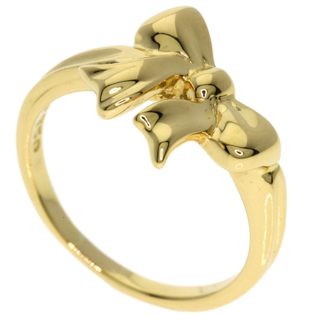 Yellow Gold Ribbon Ring Tiffany&Co K18: Yellow Gold Ribbon Ring Tiffany&Co K18 K18 Yellow Gold Ribbon Ring from Tiffany&Co. - A delicate and elegant ring featuring a ribbon design in 18k yellow gold, with a ring size of 5.75. This K18 gold