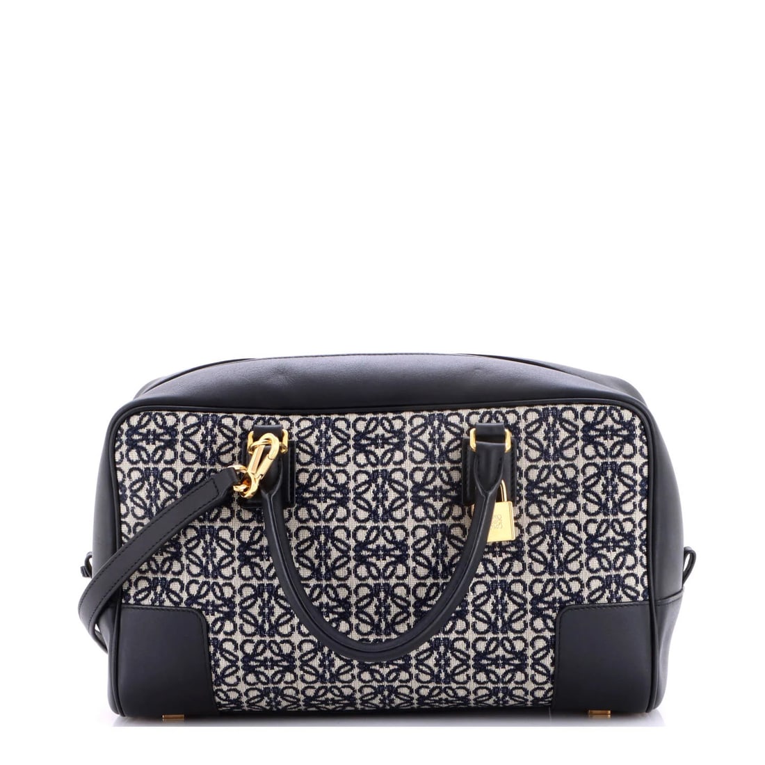 Loewe Amazona Bag Leather Jacquard Canvas: Loewe Amazona Bag Leather Jacquard Canvas The Loewe Amazona Bag Leather Jacquard Canvas is a stunning blue canvas satchel with faux leather accents, featuring a sleek design and premium materials. Its
