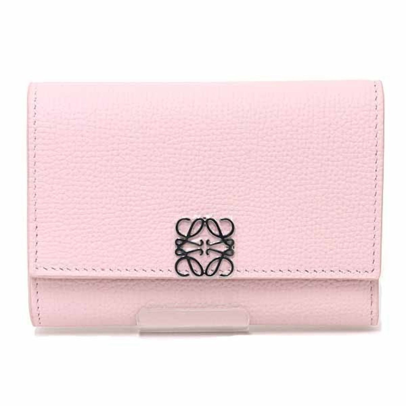 Loewe Wallet (Tri-Fold) Leather: Loewe Wallet (Tri-Fold) Leather Pink tri-fold leather wallet from Loewe, Spain, with dimensions of 8.3cm x 11.8cm x 2.5cm. This stylish wallet features high-quality leather construction and a classic 