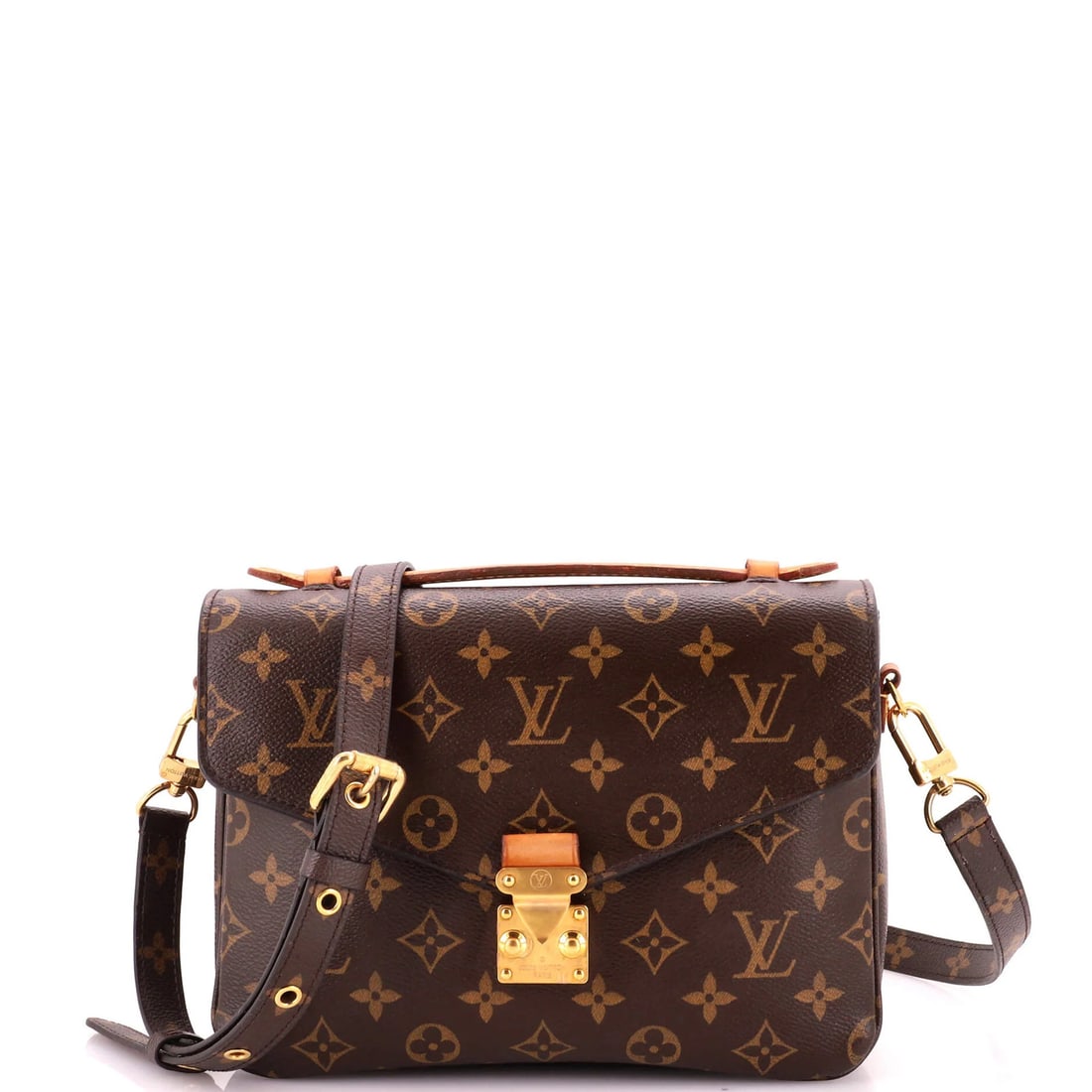Canvas Monogram Pochette Louis Vuitton: Canvas Monogram Pochette Louis Vuitton Brown Canvas Monogram Pochette Louis Vuitton Bag with Gold Hardware, featuring a classic cross body design and signature monogram pattern, boasts a timeless and 