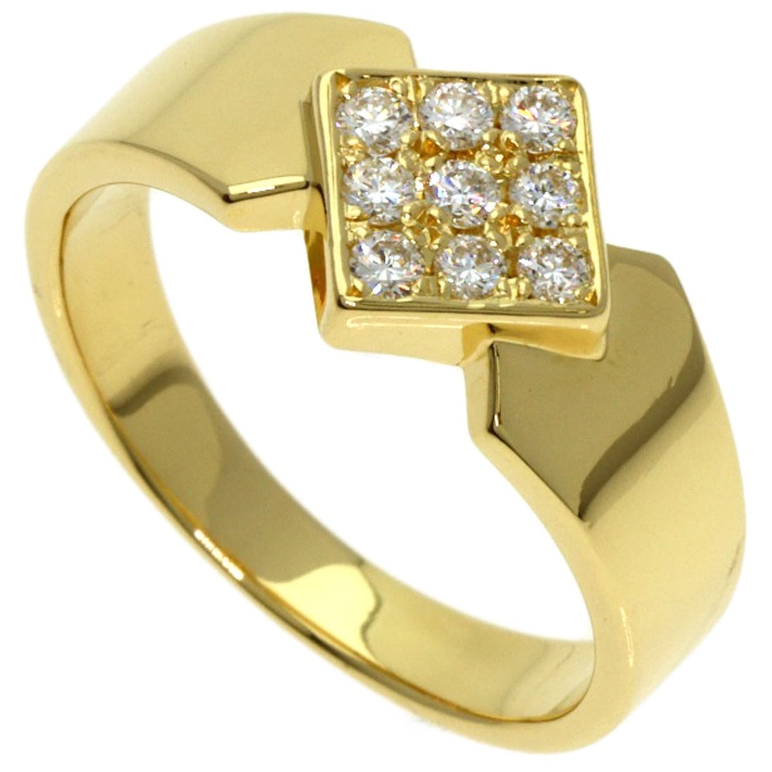 Diamond Ring Dior Gold K18 Yellow: Diamond Ring Dior Gold K18 Yellow Dior's K18 Yellow Gold Diamond Ring boasts a striking gold metal exterior, featuring a 5.5(US) ring size that fits comfortably. The ring's main stone is a diamond,