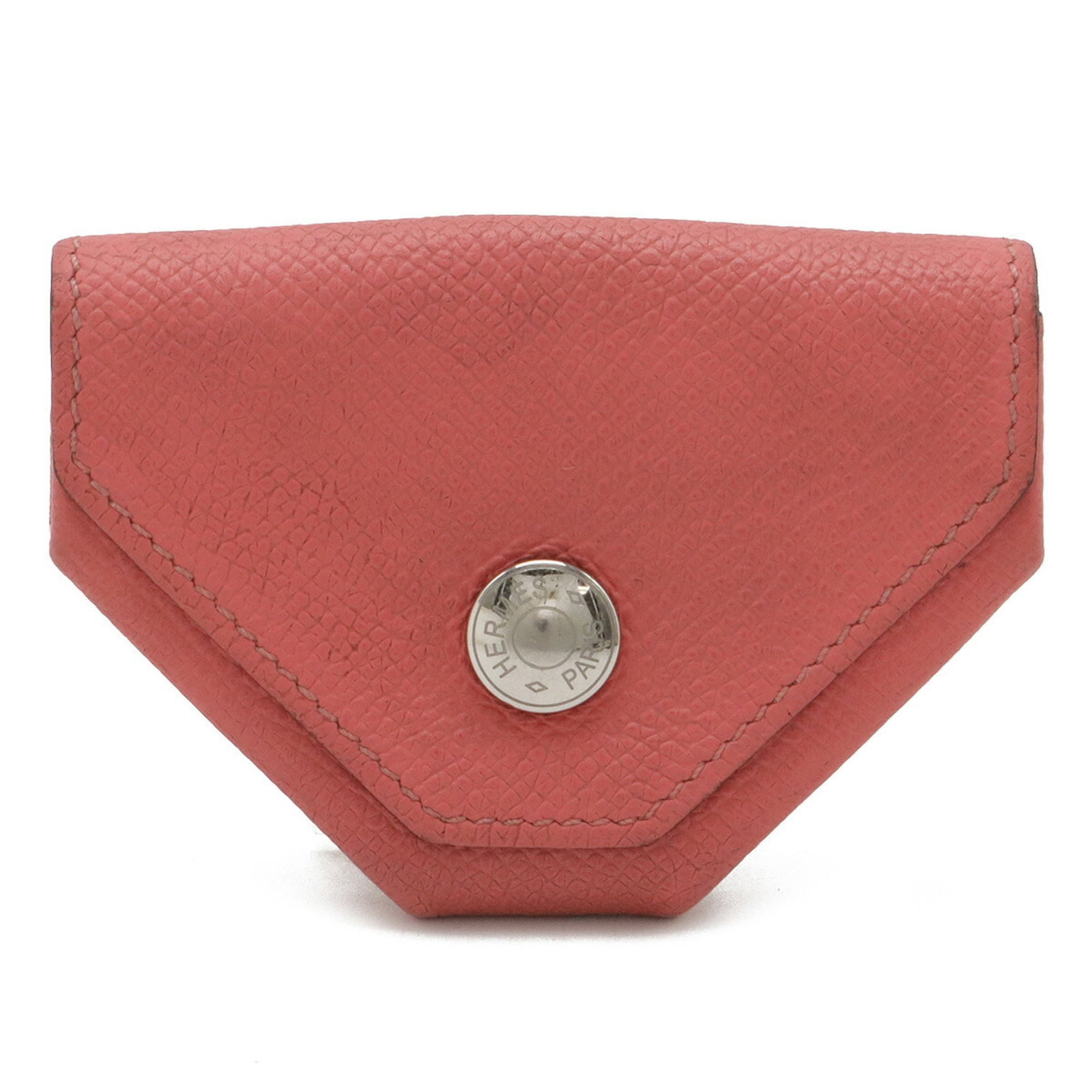 Hermes Coin Purse/ Coin Case Epsom Leather: Hermes Coin Purse/ Coin Case Epsom Leather Epsom leather craftsmanship shines in this rose azalee rose coin purse/coin case from Hermes, measuring 6.5cm x 9cm. The subtle, natural color and elegant