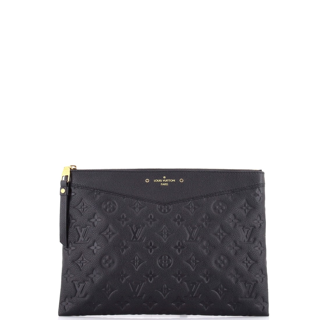 Louis Vuitton Monogram Empreinte Leather Daily: Louis Vuitton Monogram Empreinte Leather Daily Black Monogram Empreinte Leather Daily Pouch from Louis Vuitton, featuring the iconic monogram pattern and gold hardware, is a stylish and functional