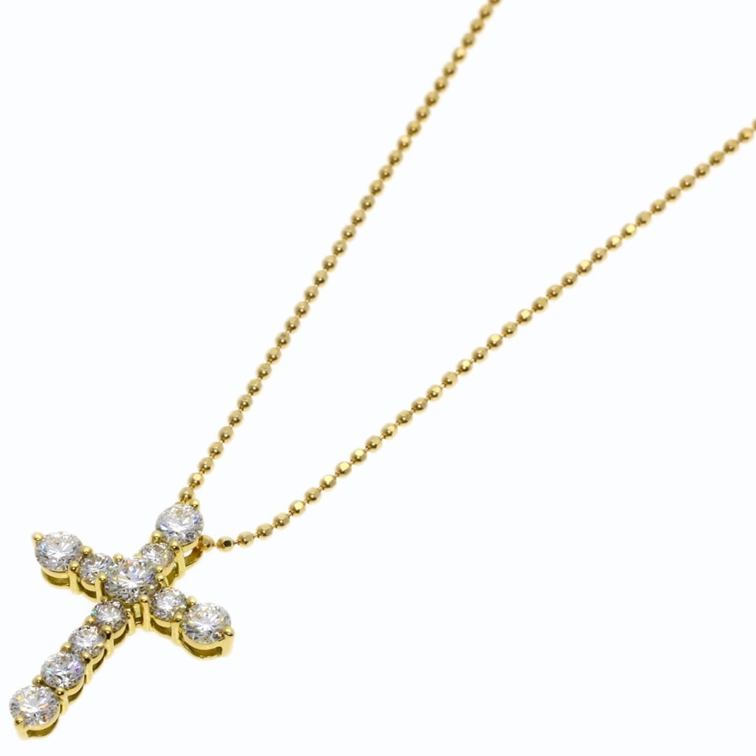 K18 Yellow Gold Diamond Necklace Tasaki Cross (1 of 5)
