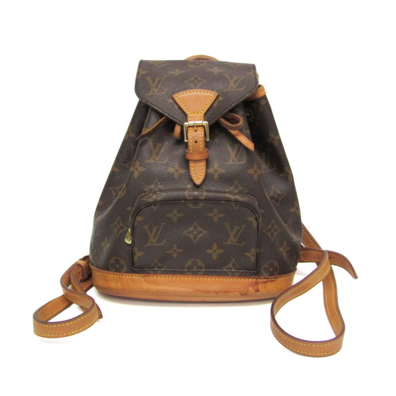 Vuitton Louis Monogram Backpack: Vuitton Louis Monogram Backpack The Louis Vuitton Mini Monsuri M51137 Backpack boasts a striking monogram design, gold hardware, and a sleek, adjustable strap system. With a spacious outer pocket and