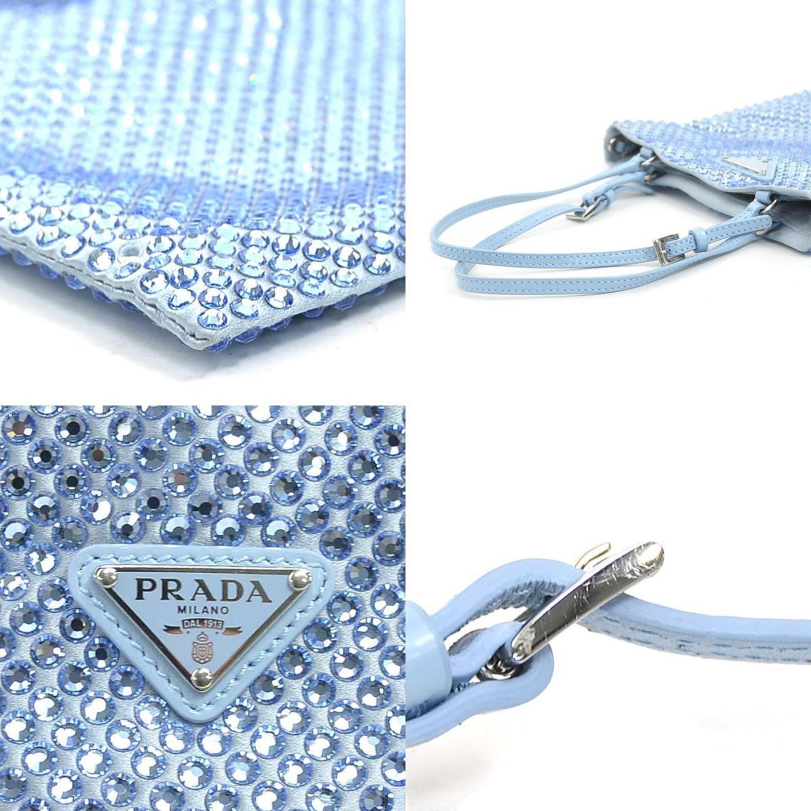 Satin Rhinestone Handbag Prada - 4