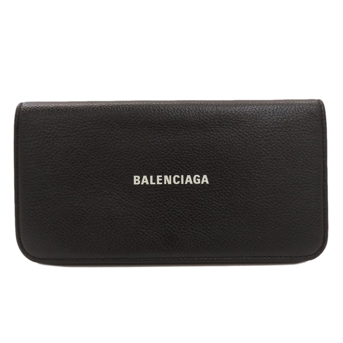 Logo Long Wallet Leather Coin Pocket Balenciaga: Logo Long Wallet Leather Coin Pocket Balenciaga Black leather long wallet with a coin pocket, a classic design from BALENCIAGA. This stylish accessory features a sleek black exterior and a simple,