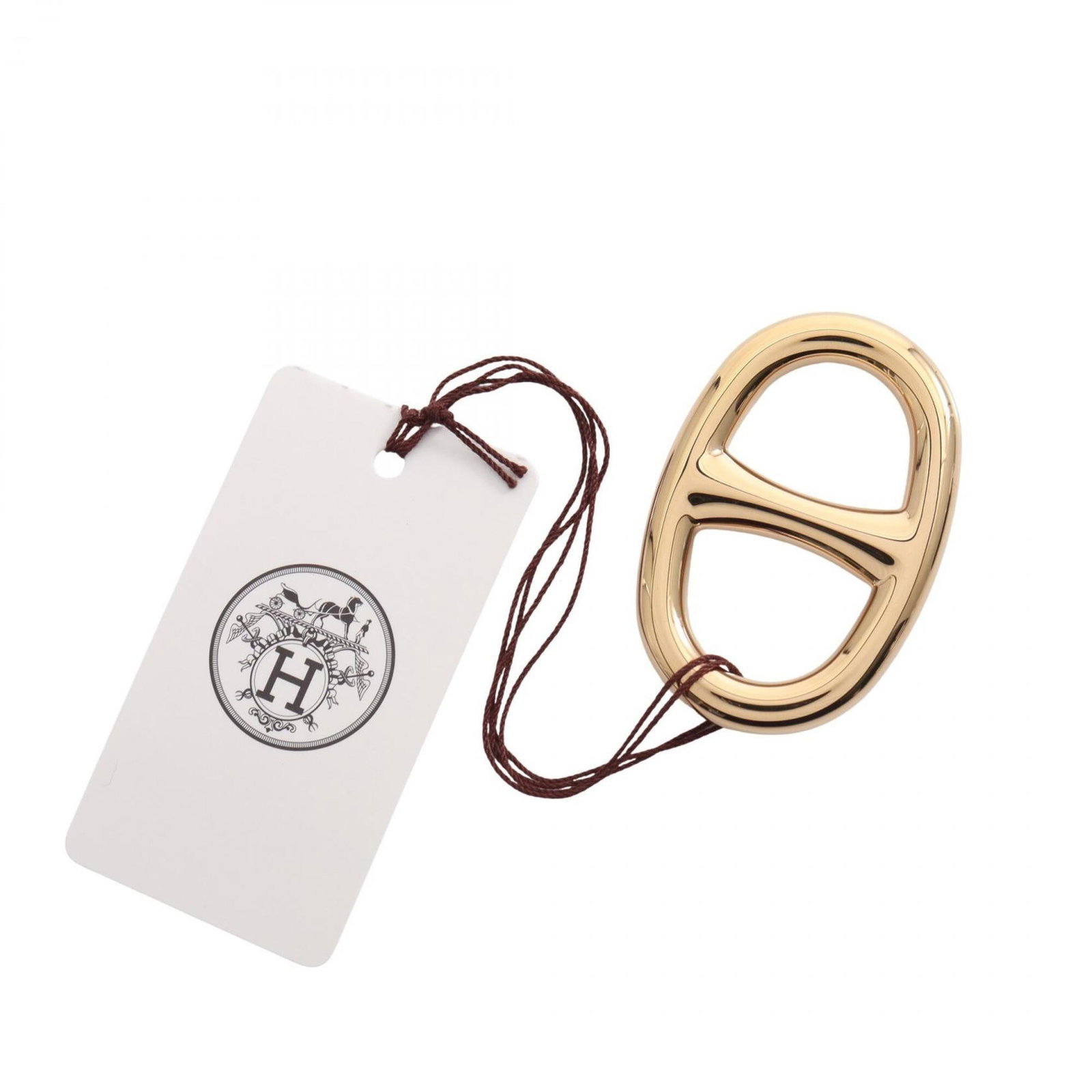 Ring Scarf Metal Hermes: Ring Scarf Metal Hermes The Ring Scarf Metal Hermes is a gold metal accessory featuring a signature. This gold metal ring scarf measures 5.5cm x 3.5cm and bears a signature. Item Specifics: Brand: Her