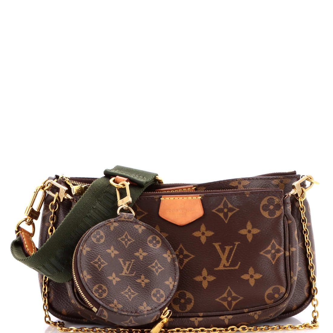 Louis Vuitton Monogram Canvas Pochette Multi Accessoires: Louis Vuitton Monogram Canvas Pochette Multi Accessoires Brown Louis Vuitton Monogram Canvas Pochette Multi Accessoires Bag. This cross body bag features a brown canvas exterior with minor edge wear, 