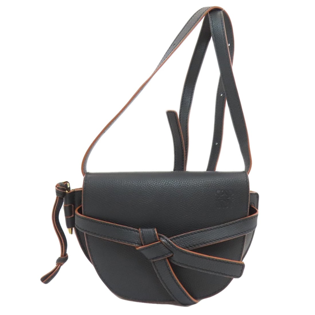 Calf Shoulder Bag Small Loewe Gate: Calf Shoulder Bag Small Loewe Gate Small Loewe Gate Calf Shoulder Bag in black features a sleek design with calf exterior material. This shoulder bag boasts a classic style with its black exterior