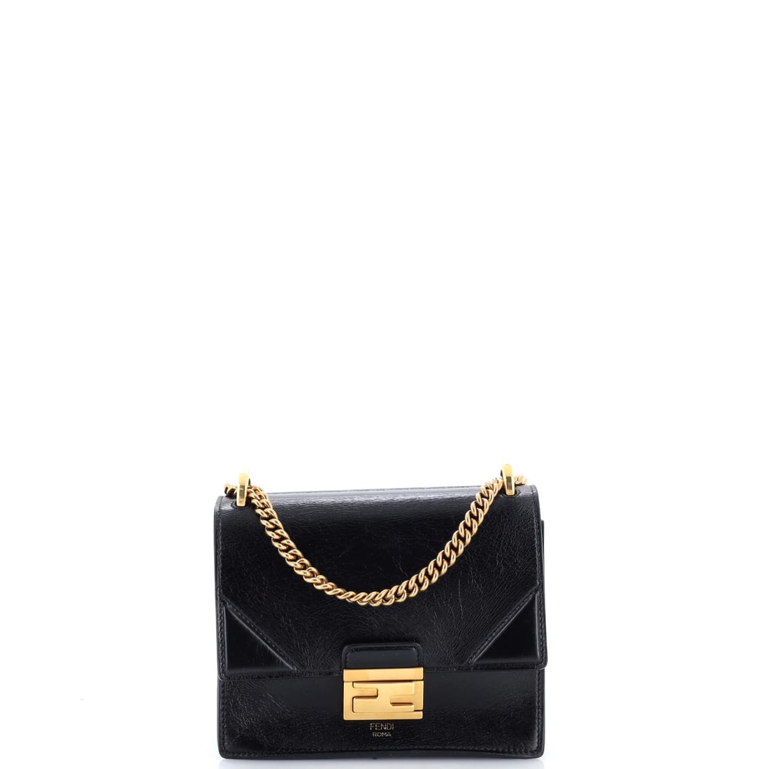 Shoulder Bag Leather Small Fendi Kan U: Shoulder Bag Leather Small Fendi Kan U Small Fendi Kan U Leather Shoulder Bag in Black. This cross-body bag features a sleek design with a 19" strap drop and a compact size of 6" x 8" x 3". The bag's 
