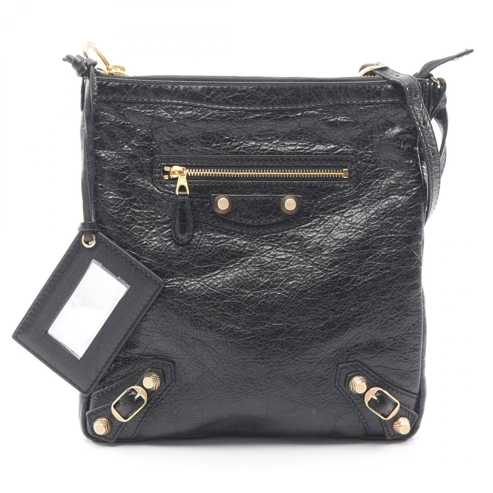 Balenciaga Handbag Shoulder Bag Leather: Balenciaga Handbag Shoulder Bag Leather Black leather Balenciaga shoulder bag with a sleek design, measuring 24cm x 22cm x 2cm. This stylish bag features a classic shape and a timeless color that