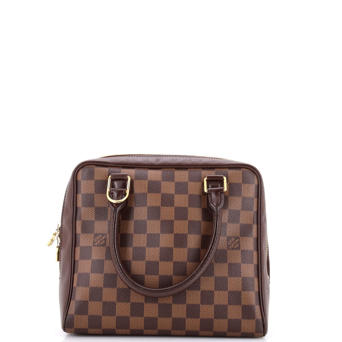 Louis Vuitton Handbag Damier: Louis Vuitton Handbag Damier Brown Louis Vuitton Damier Brera Satchel with Gold Hardware, featuring a canvas-coated exterior and microfiber interior. The bag showcases a classic design with minor edge