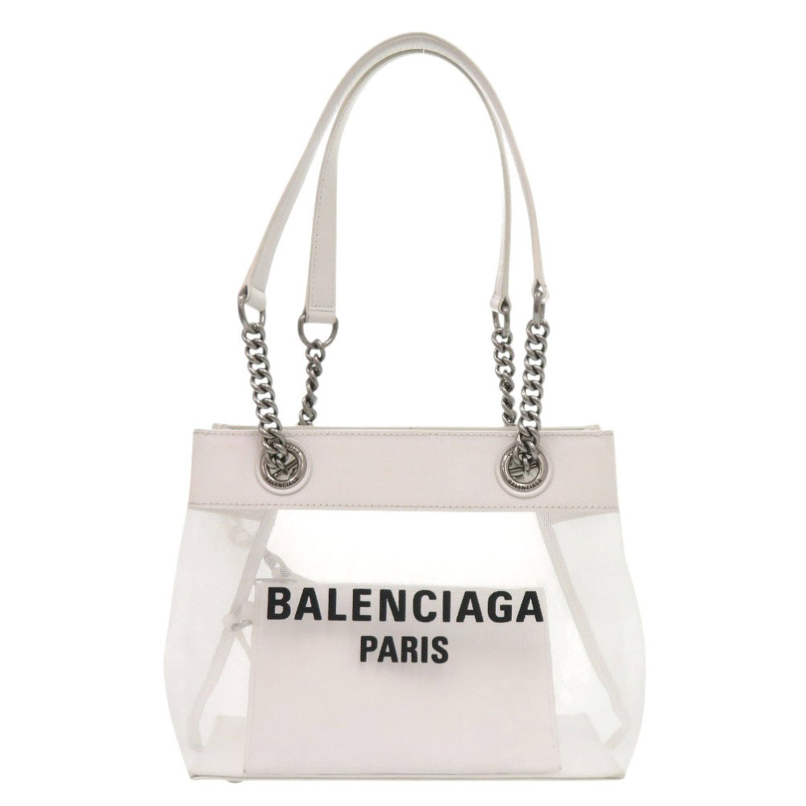 Mesh Leather Tote Bag Pouch Balenciaga: Mesh Leather Tote Bag Pouch Balenciaga Mesh Leather Tote Bag Pouch from Balenciaga. This white mesh leather tote bag features silver hardware and measures 18cm x 23cm x 10.5cm. The Balenciaga Country