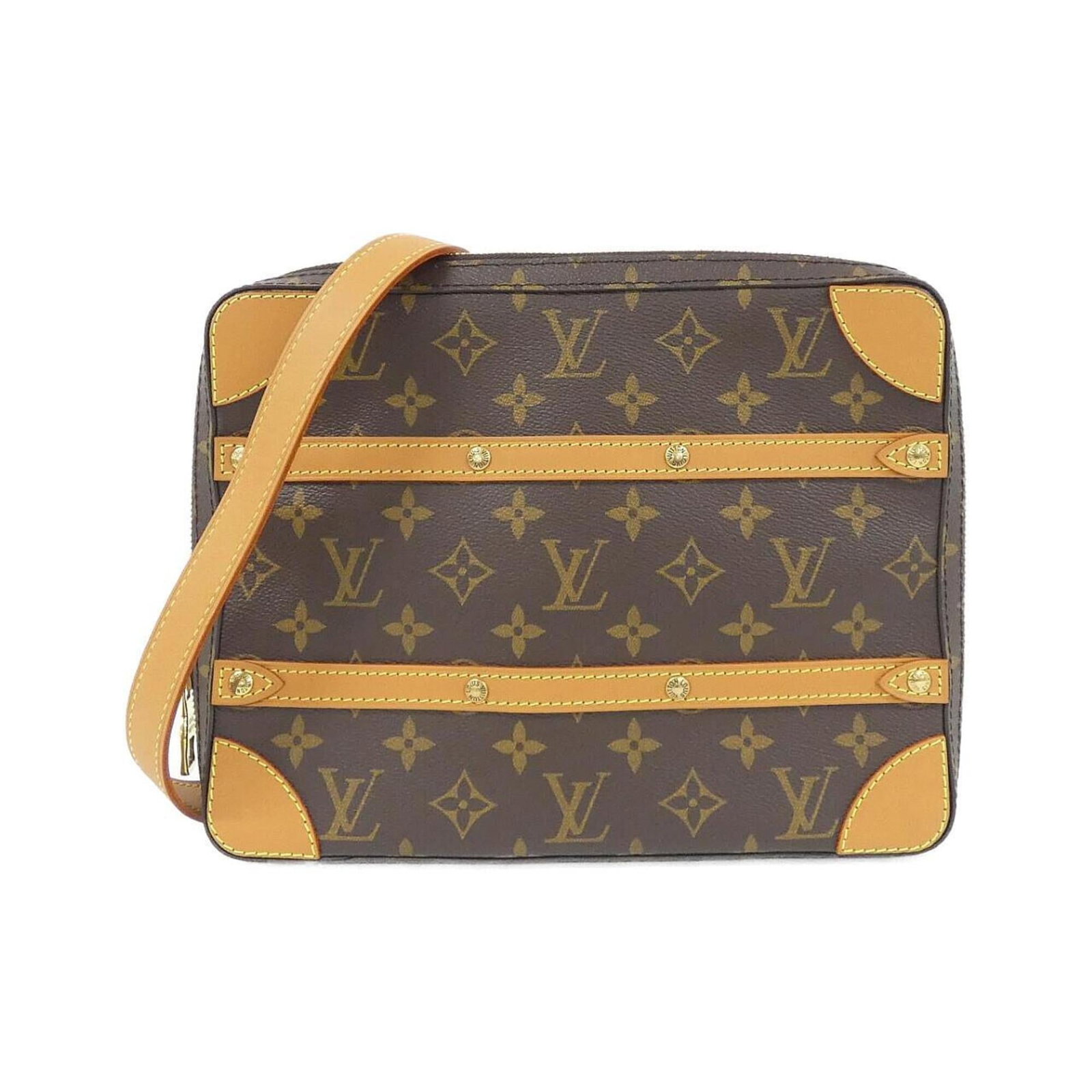 Shoulder Bag Monogram Louis Vuitton: Shoulder Bag Monogram Louis Vuitton Monogrammed with iconic Louis Vuitton style, this shoulder bag boasts a timeless design and classic monogram pattern in a rich Marron hue. Measuring 21cm x 26cm x