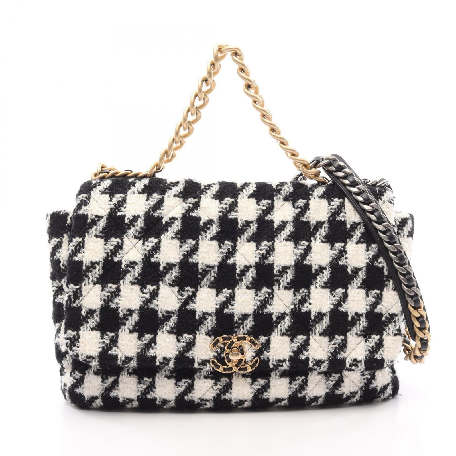 Shoulder Bag Handbag Fabric Leather Chanel: Shoulder Bag Handbag Fabric Leather Chanel This Chanel MPN AS1162 shoulder bag features a striking black and white color combination, with a fabric and leather design that adds a touch of