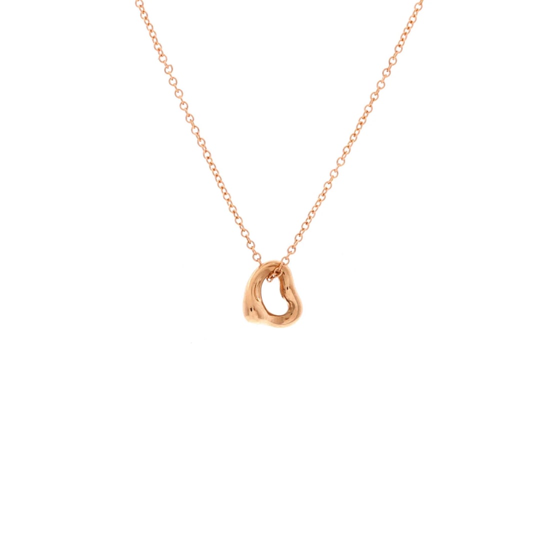 Elsa Peretti Pendant Necklace 18K Rose Gold Open Heart Tiffany: Elsa Peretti Pendant Necklace 18K Rose Gold Open Heart Tiffany 18K Rose Gold Open Heart Pendant Necklace from Tiffany & Co.'s iconic Elsa Peretti collection. This stunning necklace features an 18K ros