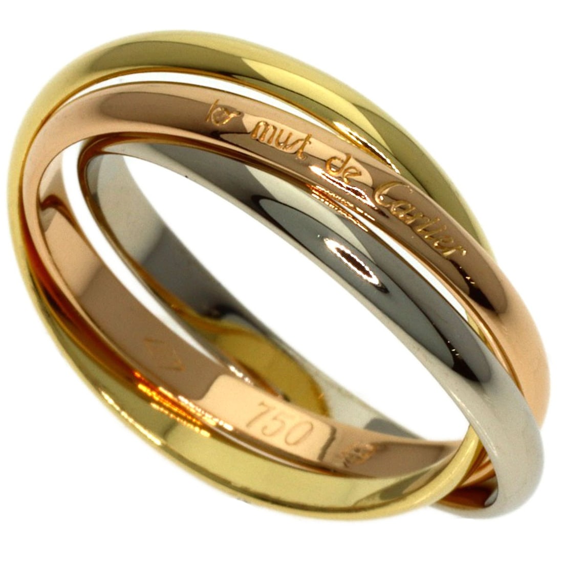 Yellow Gold K18 White Gold Ring Xs Trinity #49 Cartier: Yellow Gold K18 White Gold Ring Xs Trinity #49 Cartier K18 White Gold Ring Xs Trinity #49 Cartier - A stunning yellow gold ring featuring a unique Xs Trinity design, showcasing the intricate