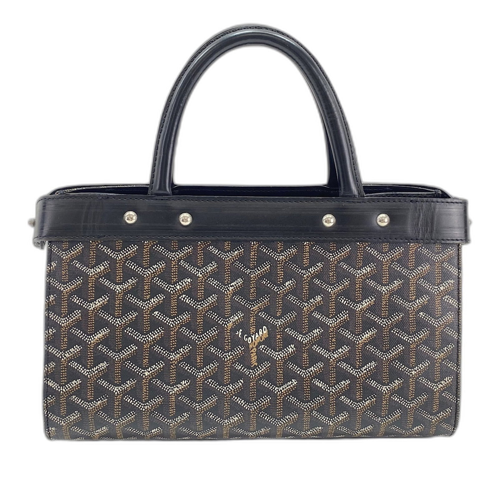 Handbag Goyard: Handbag Goyard Goyard's iconic black handbag boasts a sleek 17cm x 28cm x 12cm design, perfect for everyday carry. The timeless black color and compact size make it an ideal accessory for any occasion