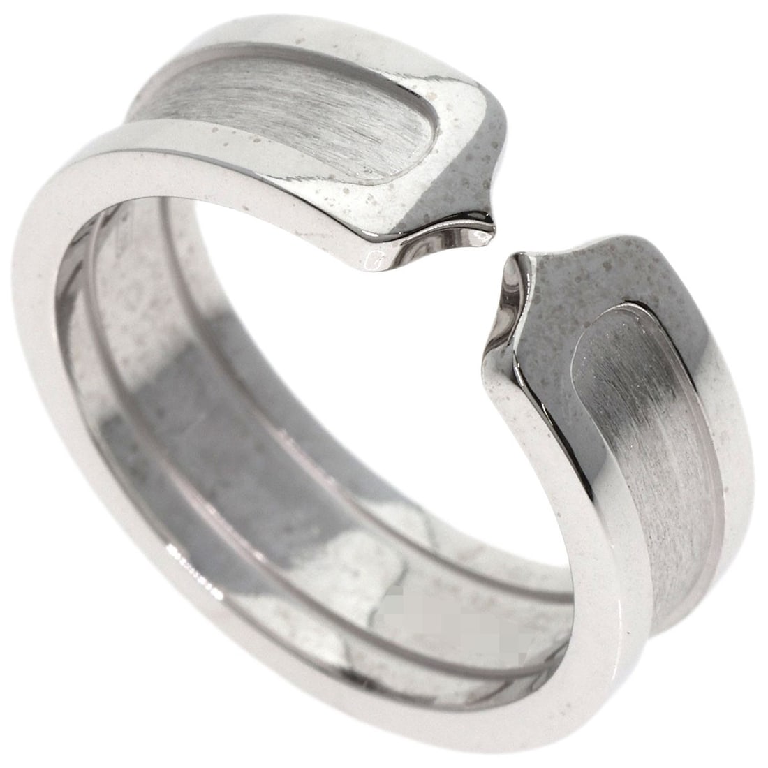 Gold White K18 Ring Cartier C2 #54: Gold White K18 Ring Cartier C2 #54 Cartier's K18 White Gold Ring C2 #54 boasts a sleek, silver-toned design that showcases the purity of this exceptional metal. This open-ring style, characteristic