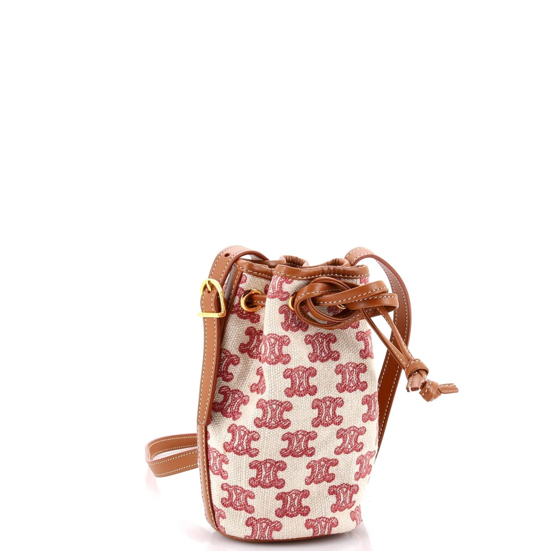 Canvas Drawstring Triomphe Bucket Bag Micro Celine - 2