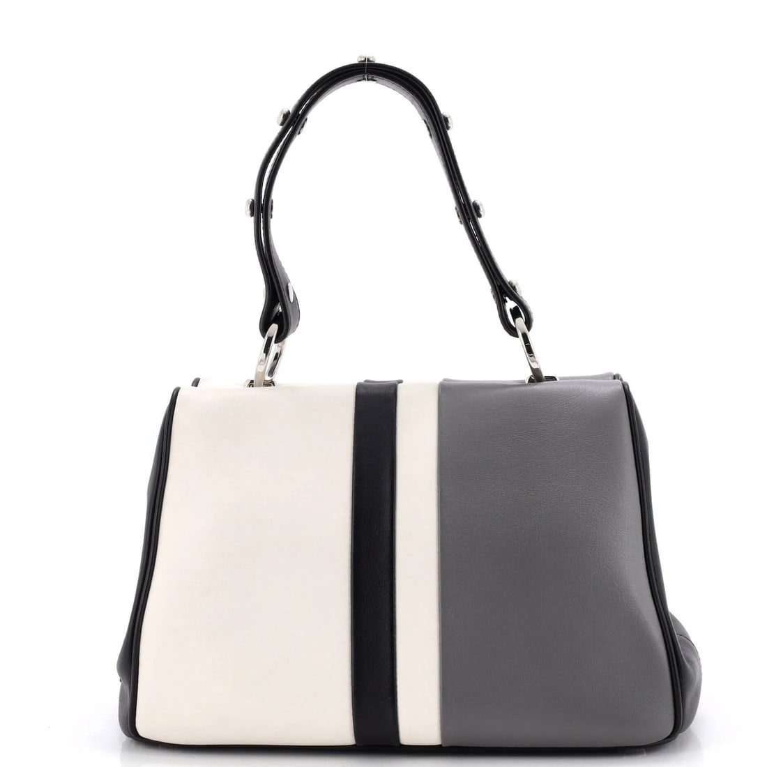 Light Frame Medium Leather Bag Shoulder Prada: Light Frame Medium Leather Bag Shoulder Prada This Prada Light Frame Medium Leather Shoulder Bag features a unique multicolor exterior with heavy corner wear, scuffs, and edge wear. The bag's leather