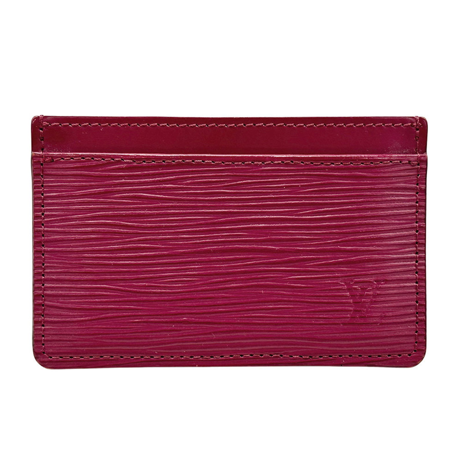 Epi Leather Card Case Louis Vuitton: Epi Leather Card Case Louis Vuitton Epi leather card case from Louis Vuitton, featuring a vibrant fuchsia color and sleek design. Measuring 7cm x 11cm x 5mm, this compact case is made from