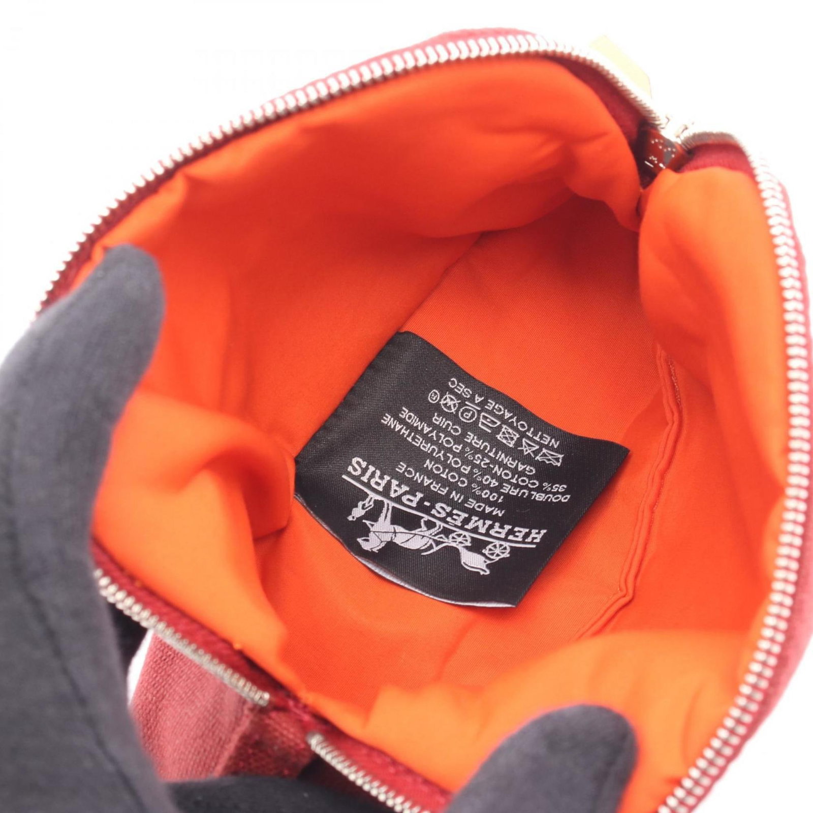 Canvas leather Hermes pouch - 3
