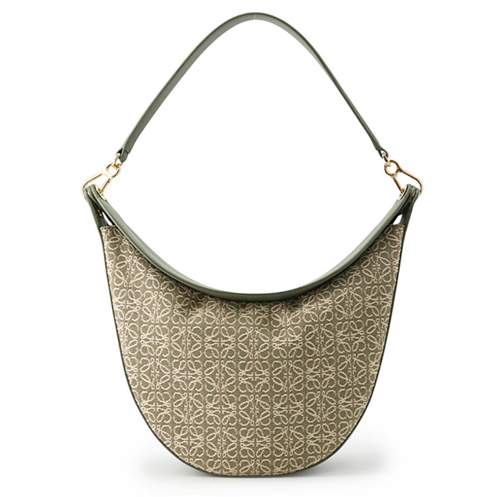 Jacquard Leather Shoulder Bag Loewe Handbag: Jacquard Leather Shoulder Bag Loewe Handbag Jacquard leather craftsmanship meets timeless elegance in this Loewe shoulder bag, featuring a classic khaki color and structured design. Measuring 17cm x