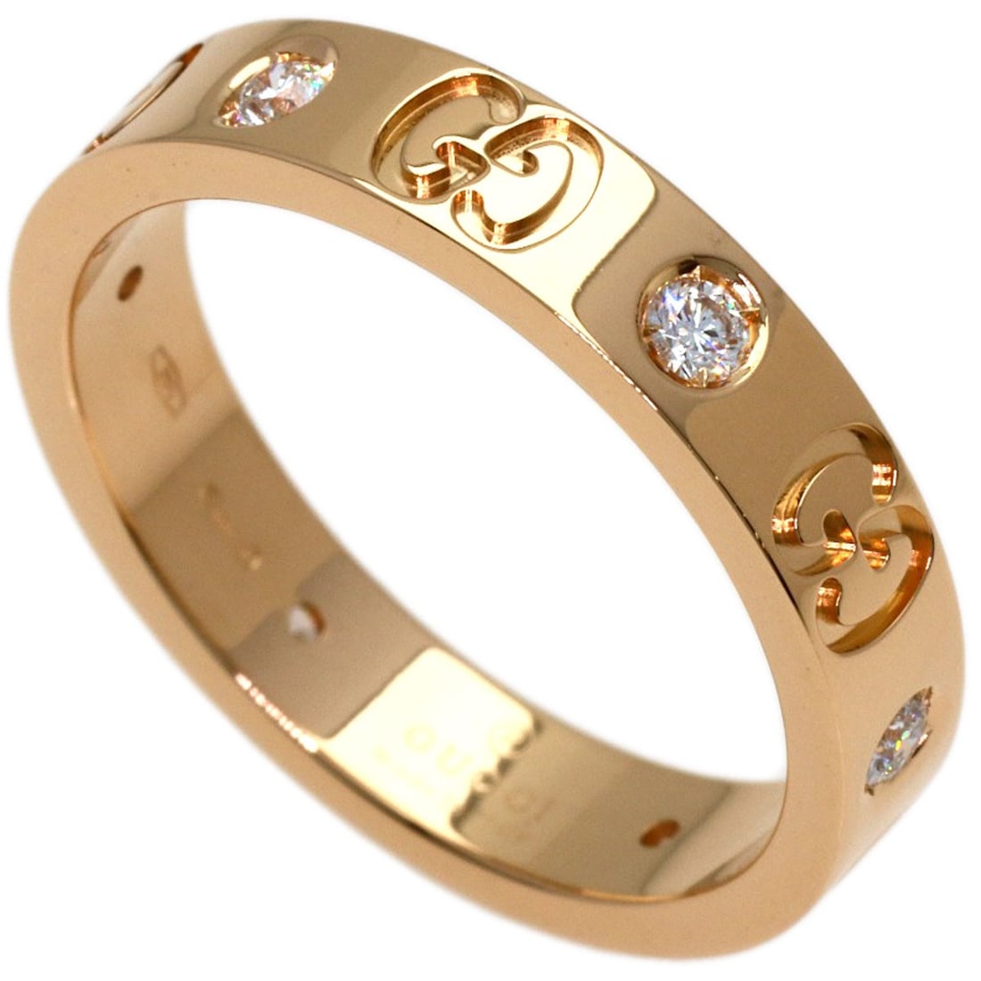Gucci Icon 6P Diamond #13 Ring K18 Pink Gold: Gucci Icon 6P Diamond #13 Ring K18 Pink Gold K18 Pink Gold diamond ring from GUCCI, featuring a 6P diamond set in an open ring closure with a gold metal exterior, available in size 6.5(US). This