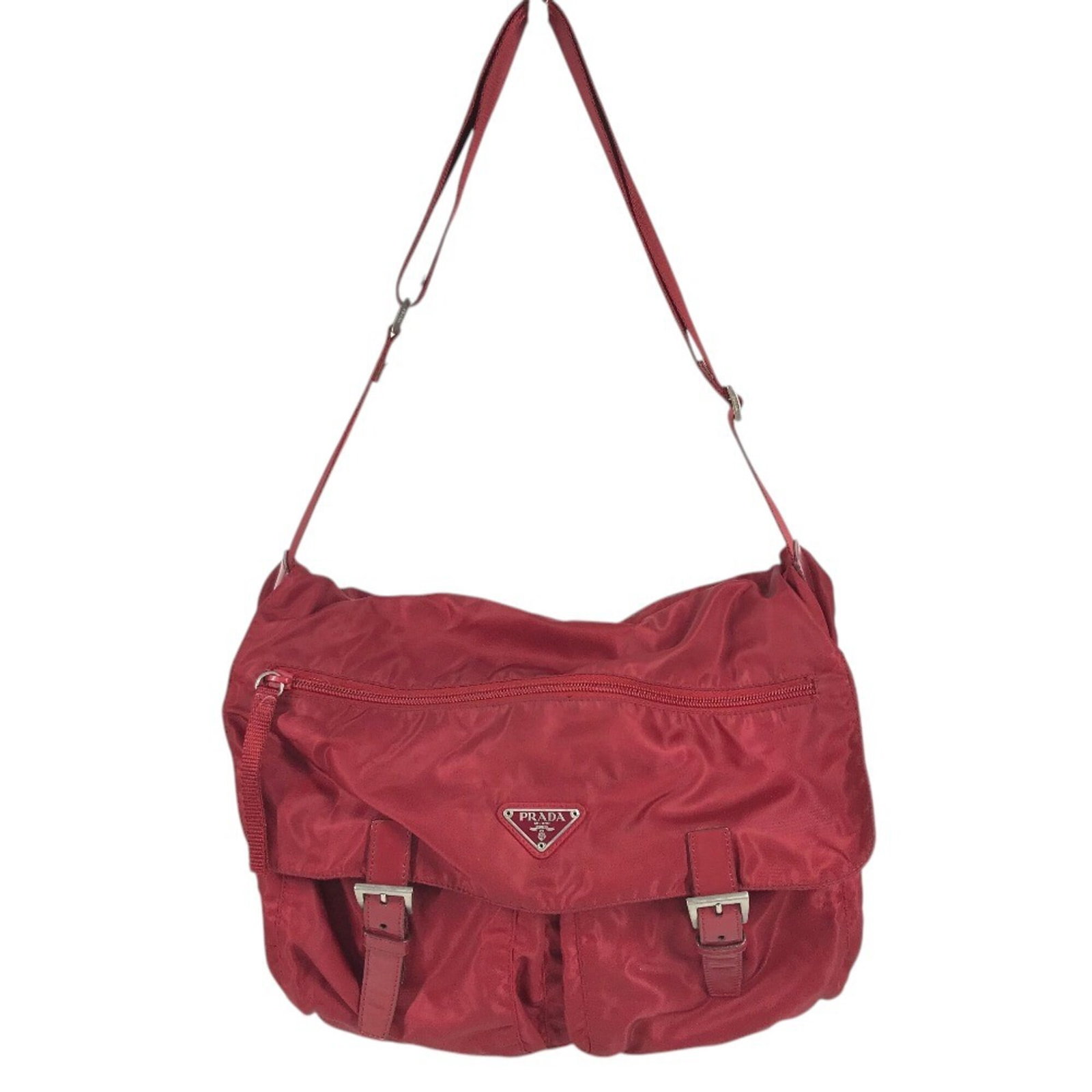 Shoulder Bag Nylon: Shoulder Bag Nylon Item Specifics: Brand: Prada Country of Origin: Italy Type: Shoulder bag Material: Nylon Color: Bordeaux, Red color Gender: Men,Women Size (HxWxD): 28cm x 34cm x 12.5cm / 11.02'' x