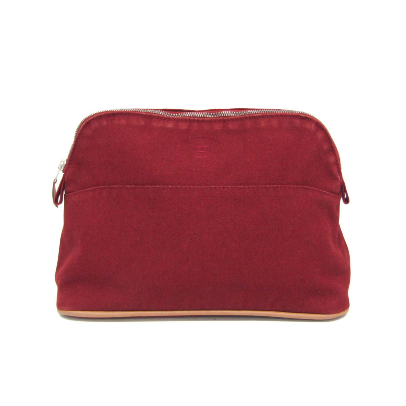 Cotton Leather Pouch Hermes: Cotton Leather Pouch Hermes Cotton Leather Pouch from Hermes Line in Bordeaux and Brown. This stylish pouch features a zipper closure, open pocket, and a compact size of 17cm x 25cm x 9cm, making it