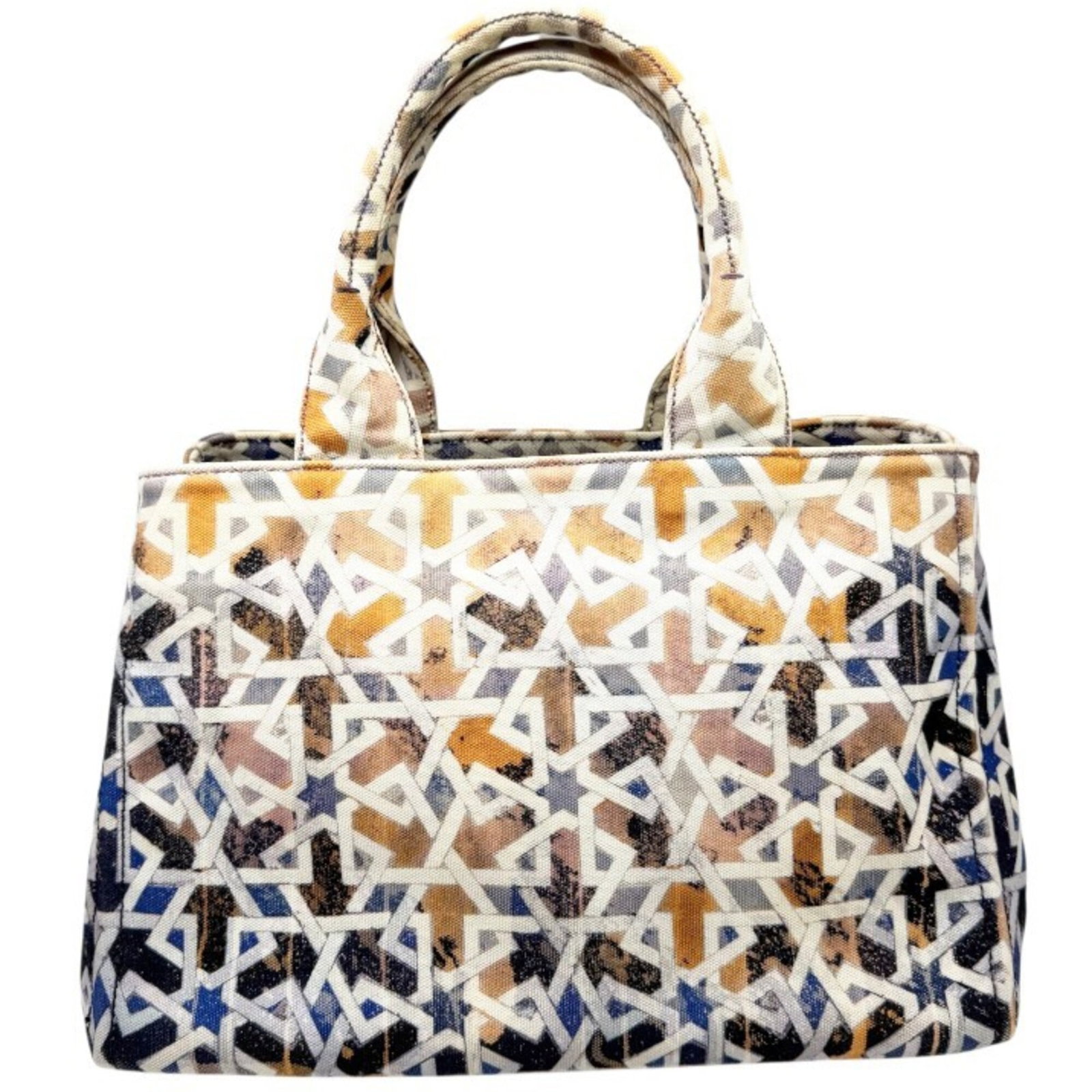 Canvas tote bag Prada handbag: Canvas tote bag Prada handbag Canvas tote bag Prada handbag, featuring a striking blue and orange color combination, is a unique canvas tote bag inspired by the iconic Prada handbag style. Measuring