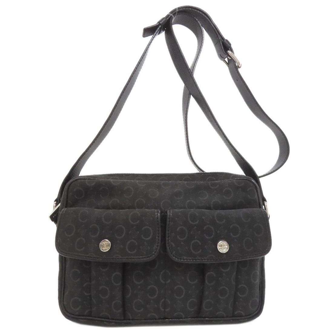 Canvas Celine Macadam Shoulder Bag: Canvas Celine Macadam Shoulder Bag Canvas Celine Macadam Shoulder Bag in black, a stylish and versatile shoulder bag made from high-quality canvas exterior. This bag features a classic design with a