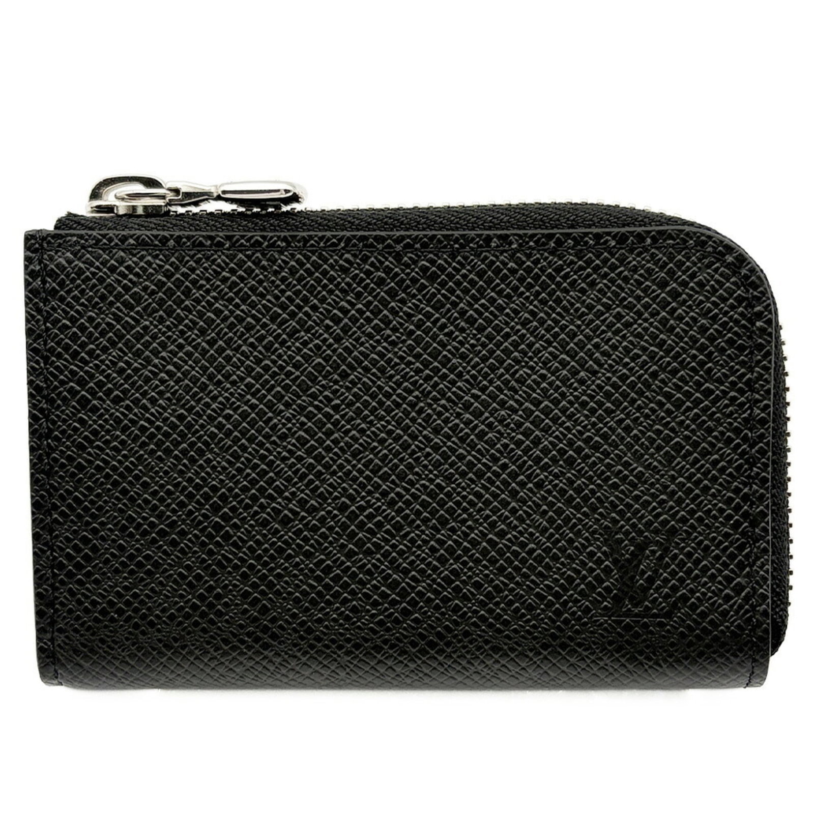 Coin Purse Case Leather Taiga Coin Louis Vuitton: Coin Purse Case Leather Taiga Coin Louis Vuitton Taiga leather coin purse case from Louis Vuitton, crafted with Noir color and measuring 7cm x 11cm x 2cm. This compact case features the iconic