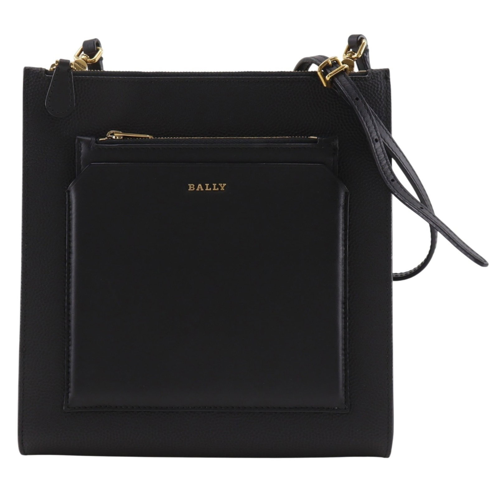 Bag Leather Bally Shoulder: Bag Leather Bally Shoulder Black leather Bally shoulder bag with a 57cm strap drop. Made from high-quality leather, this bag measures 22cm x 21cm x 4cm and weighs 430g. Its sleek design makes it a