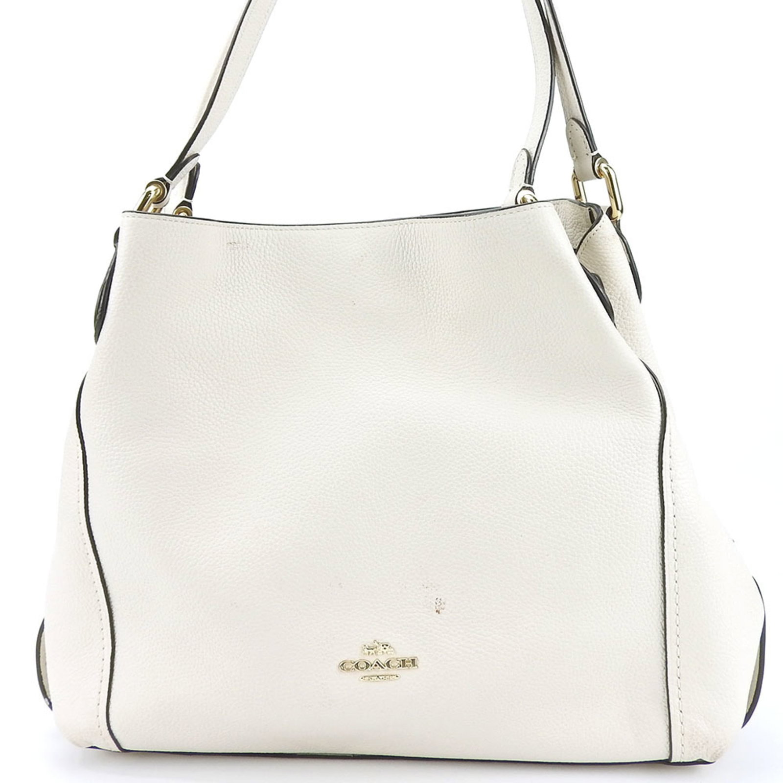 Shoulder Bag Leather Coach: Shoulder Bag Leather Coach Off-white leather shoulder bag from Coach, measuring 27cm x 33cm x 11cm. This classic design features a timeless combination of style and functionality, with clean lines