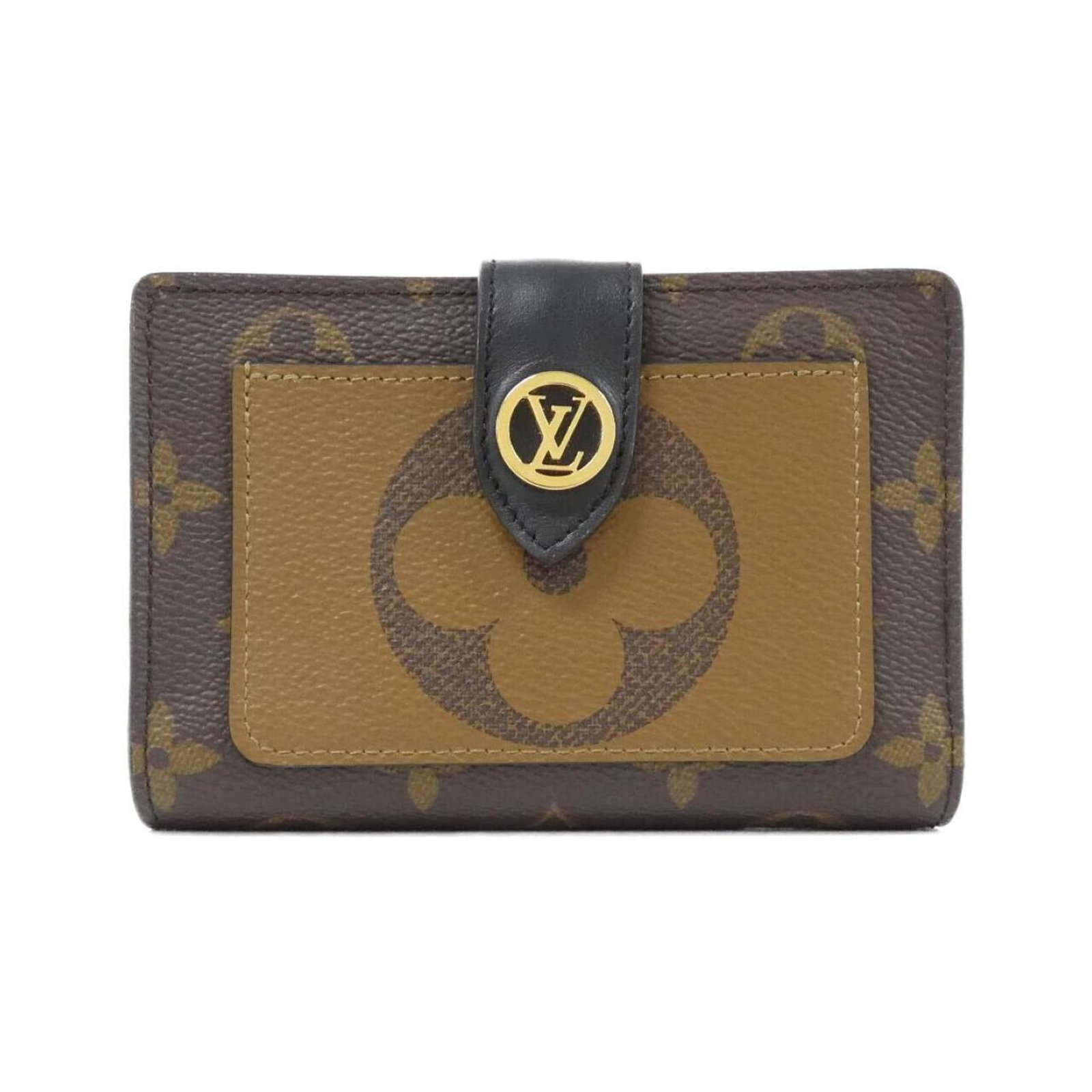 Coated Canvas Bi Fold Wallet Louis Vuitton: Coated Canvas Bi Fold Wallet Louis Vuitton Coated canvas, a durable and stylish material, is used to create this bi-fold wallet from Louis Vuitton. The Monogram Reverse pattern adds a touch of