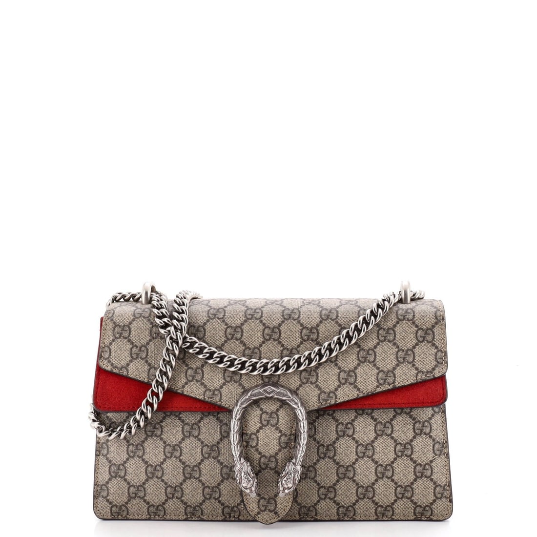 Small coated canvas bag GG Gucci Dionysus: Small coated canvas bag GG Gucci Dionysus Small GG Gucci Dionysus bag with a coated canvas exterior in a bold red hue, featuring a signature GG logo and sleek, shoulder-sling design. The bag's interio