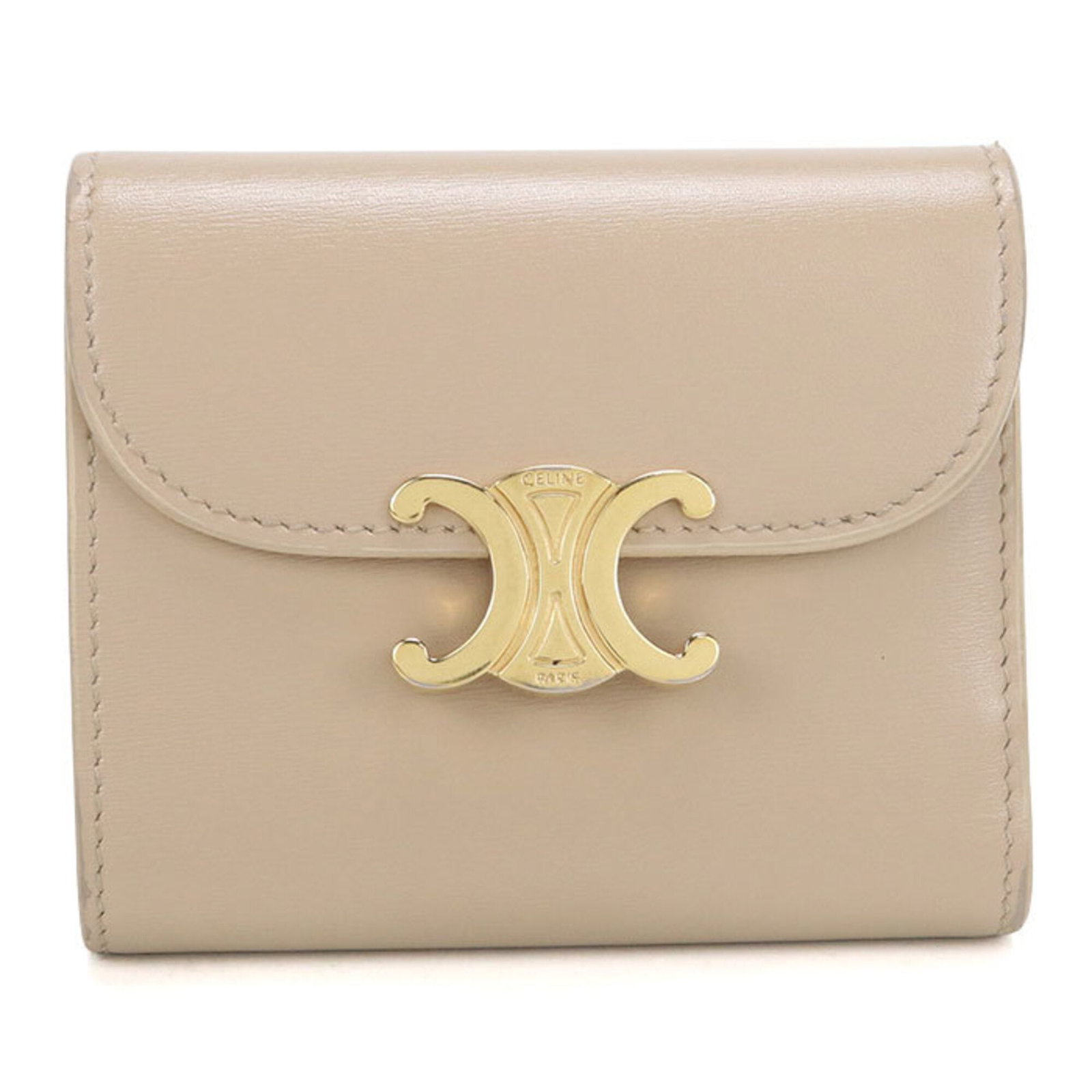 Celine Leather Wallet Fold: Celine Leather Wallet Fold Celine Leather Wallet Fold is a high-quality, tri-fold wallet made from genuine Calfskin leather, crafted in Italy. Its classic design and timeless beige color make it a ver