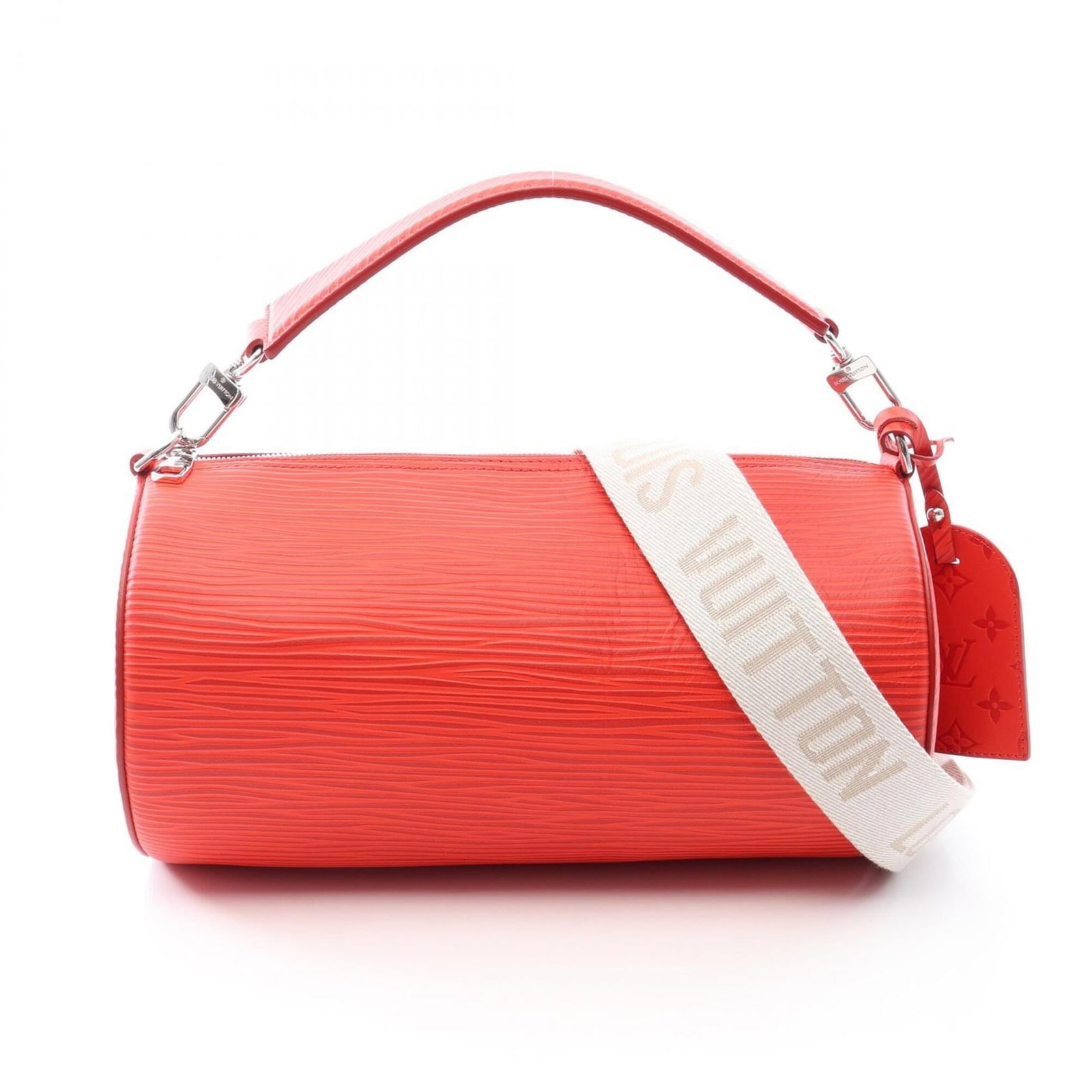 Handbag Leather Louis Vuitton: Handbag Leather Louis Vuitton Red leather Louis Vuitton handbag with dimensions 18cm x 33.5cm x 18cm. This classic design boasts a bold red color, characteristic of the iconic Louis Vuitton brand.