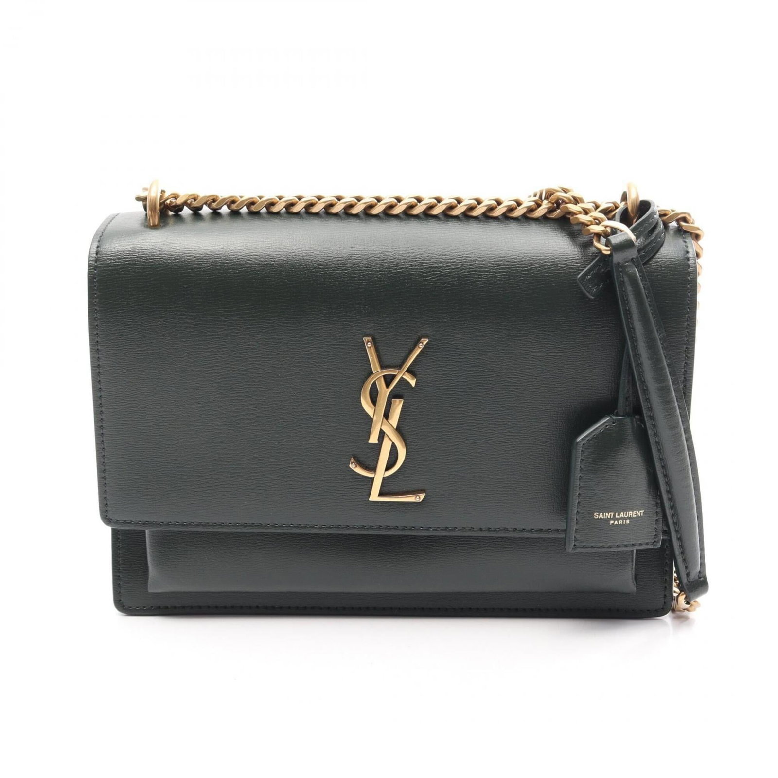 Leather Yves Saint Laurent Handbag Shoulder Bag: Leather Yves Saint Laurent Handbag Shoulder Bag Yves Saint Laurent's iconic leather shoulder bag boasts a vibrant green hue, adding a pop of color to any outfit. Measuring 16.5cm x 22cm x 3.5cm, this