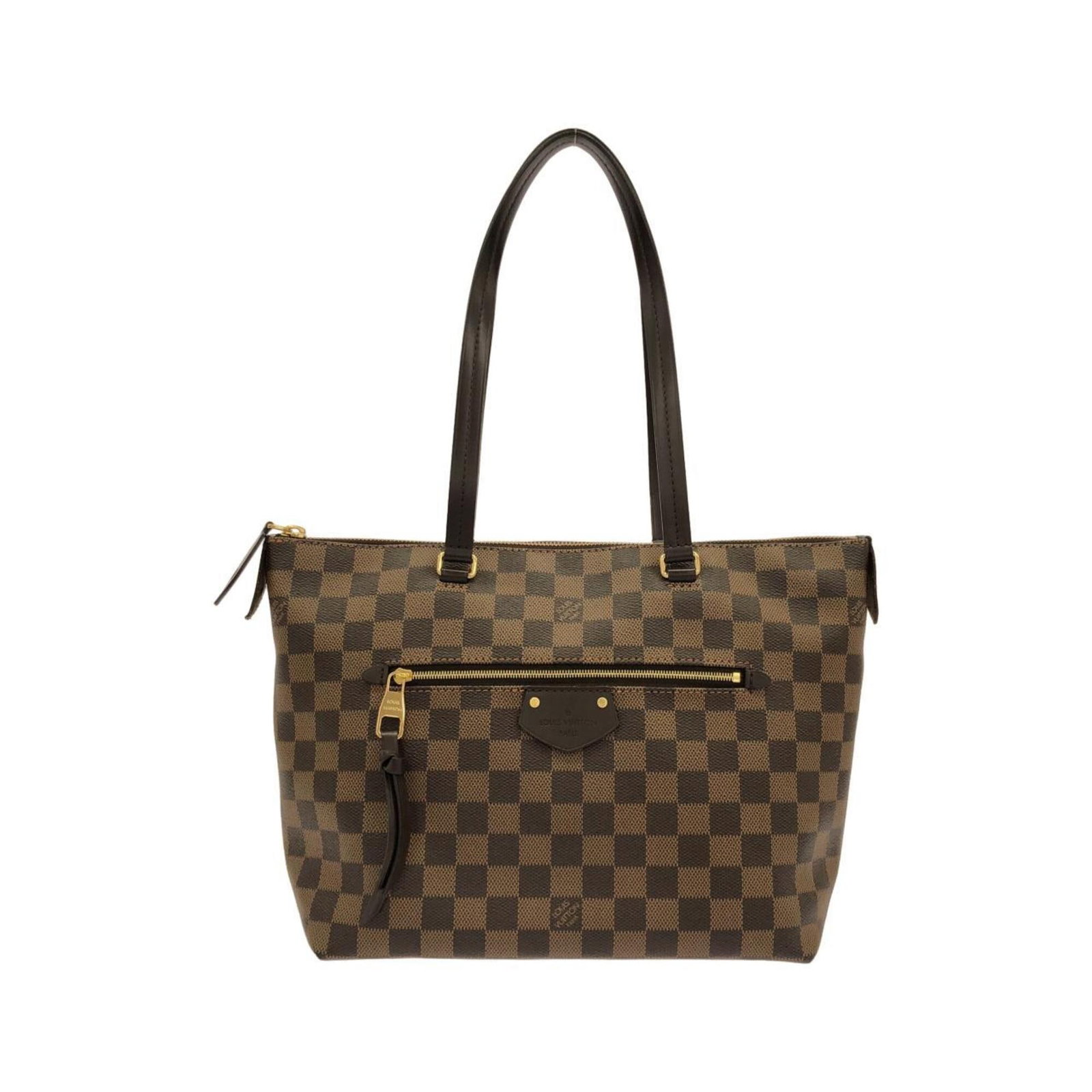 Louis Vuitton Handbag Coated Canvas: Louis Vuitton Handbag Coated Canvas Coated canvas Damier pattern adds a touch of classic elegance to this Louis Vuitton handbag, while Ebene leather accents provide a subtle contrast. Measuring