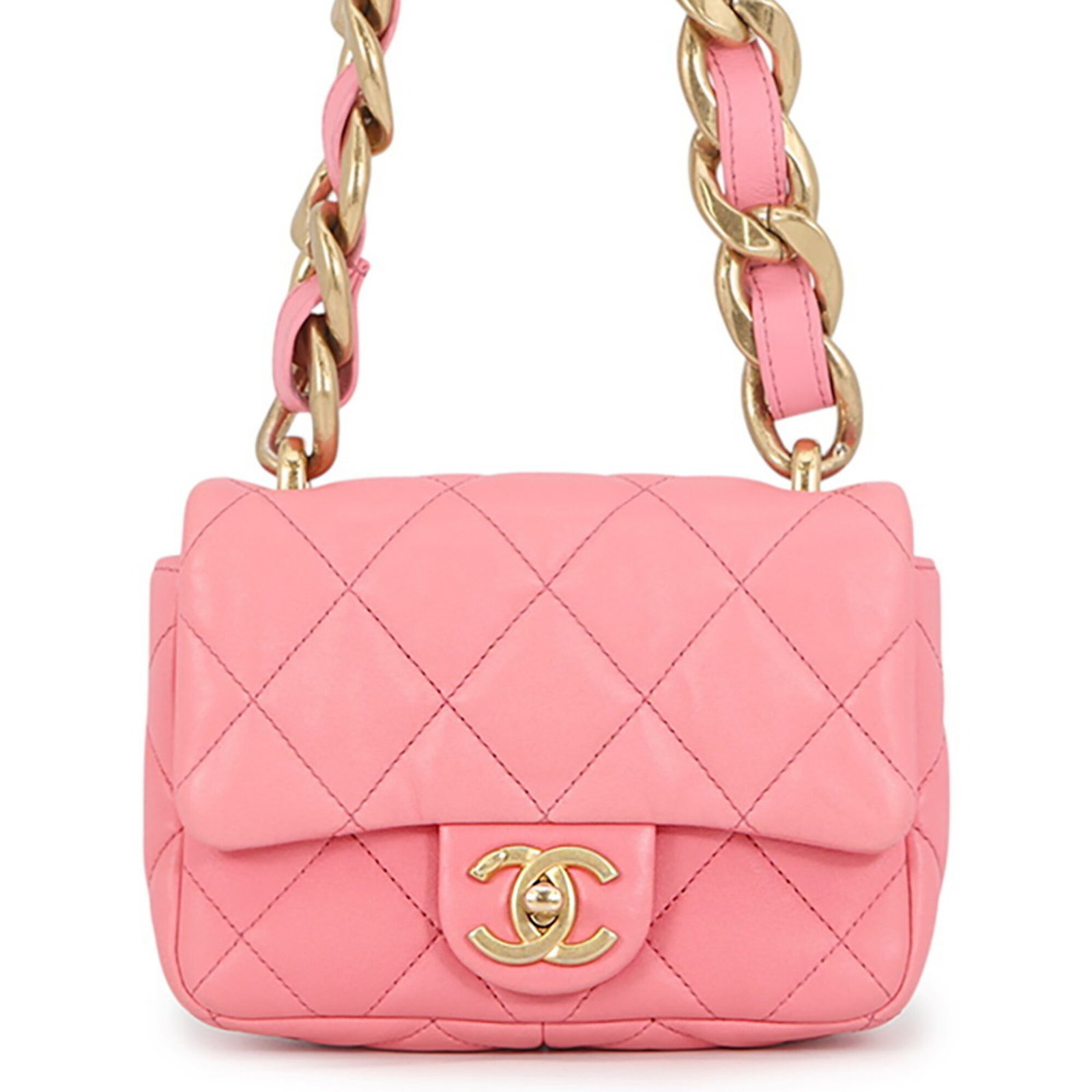 Shoulder Bag Leather Handbag Chanel: Shoulder Bag Leather Handbag Chanel Pink leather shoulder bag from Chanel, Italy, with dimensions 12cm x 17.5cm x 5cm. This handbag features high-quality leather construction and a classic design. Sig