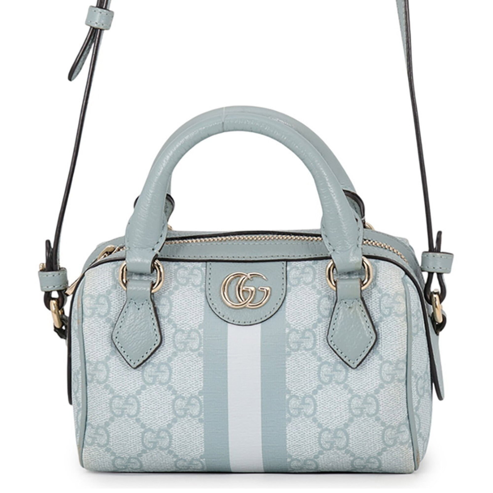 Gucci Boston Bag Handbag Shoulder Bag Gg Supreme Leather: Gucci Boston Bag Handbag Shoulder Bag Gg Supreme Leather Gucci's iconic Boston bag is crafted from supple GG Supreme leather, boasting a light blue hue that adds a touch of elegance. The champagne