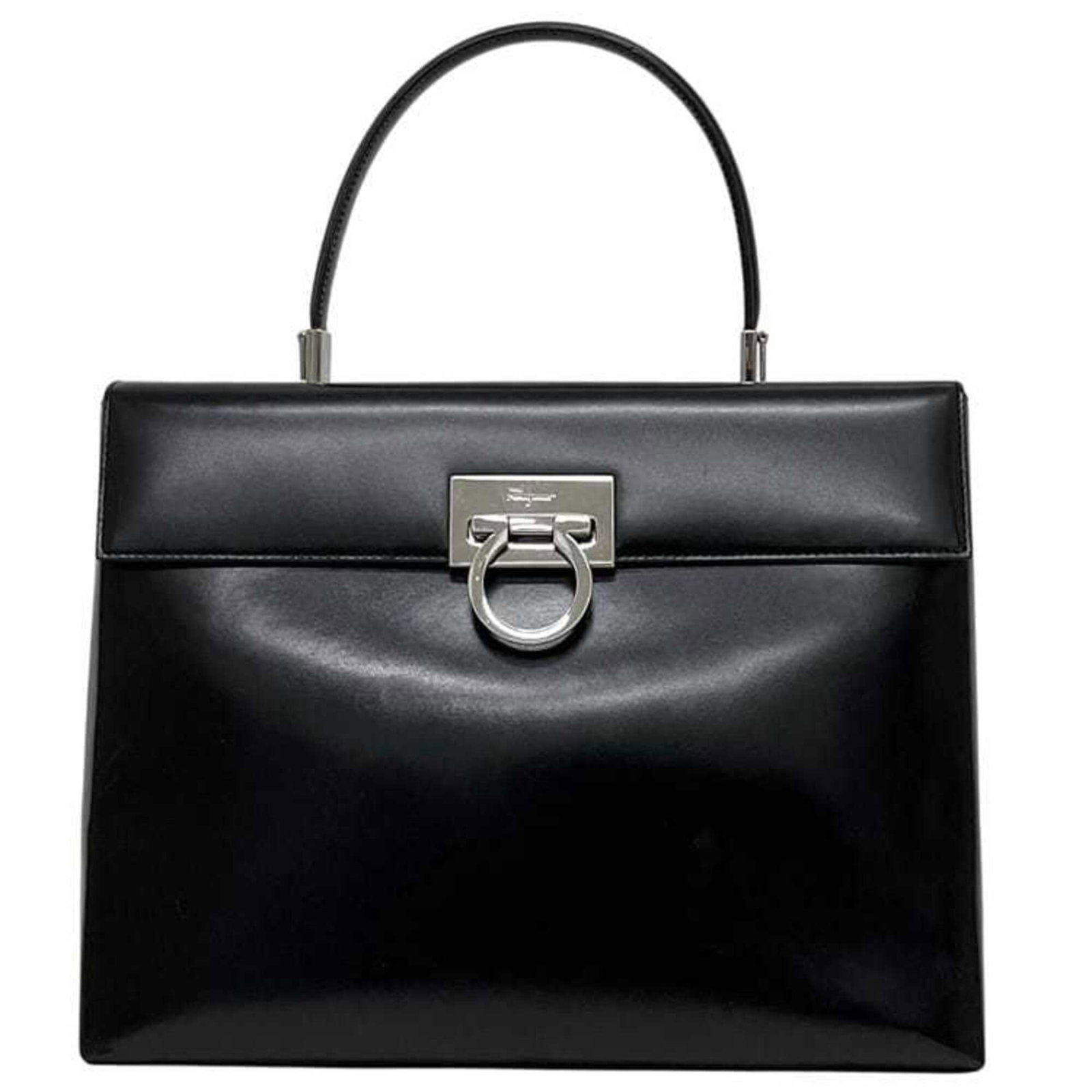 Salvatore Ferragamo Handbag Leather: Salvatore Ferragamo Handbag Leather Black Salvatore Ferragamo leather handbag with dimensions 22cm x 29cm x 12cm. Made from high-quality leather, this stylish handbag features a classic design that
