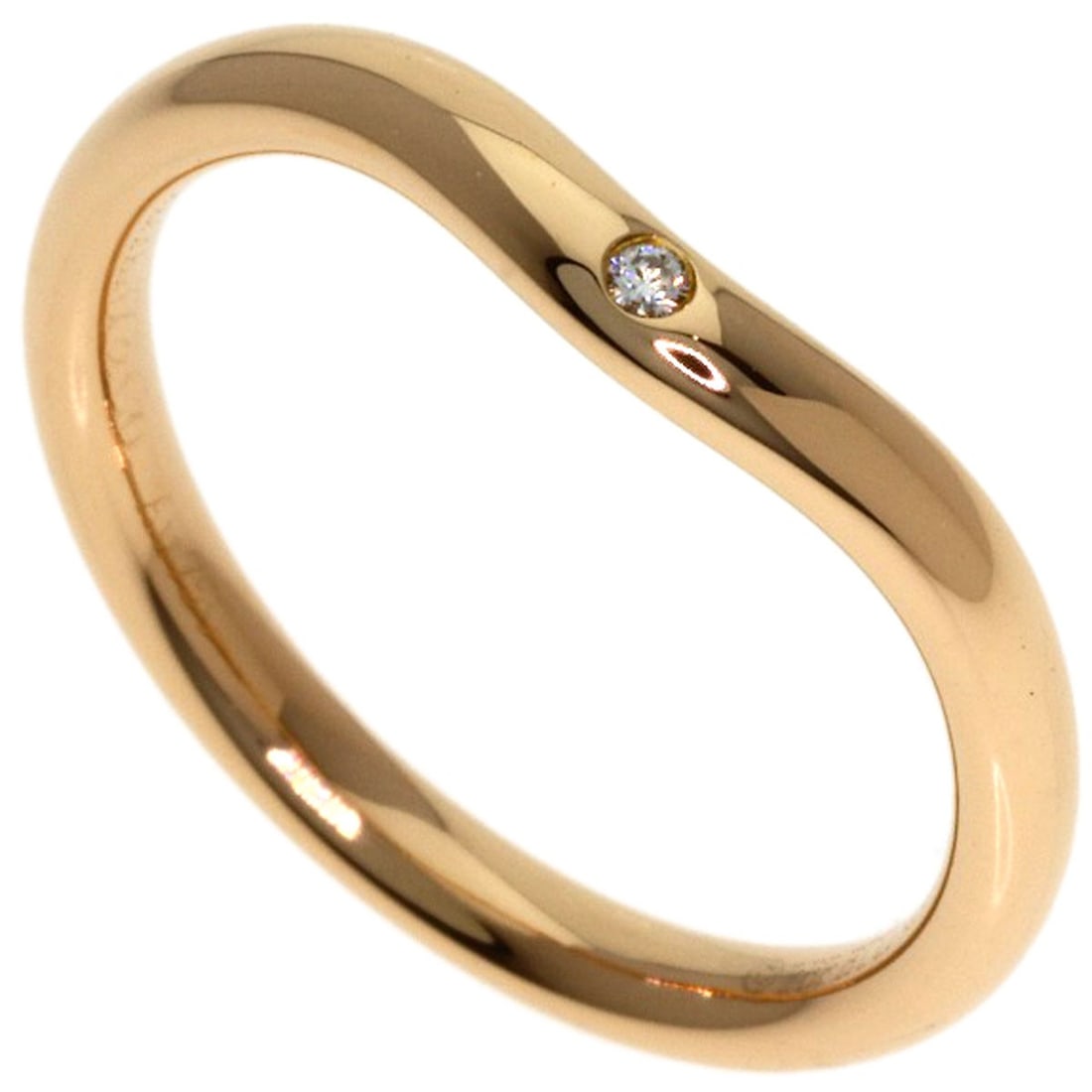 Tiffany&Co. Curved Band 1P Diamond Ring K18 Pink Gold: Tiffany&Co. Curved Band 1P Diamond Ring K18 Pink Gold K18 Pink Gold Tiffany&Co. Curved Band Diamond Ring - A stunning ring featuring a diamond set in a curved band, crafted from high-quality K18 pink